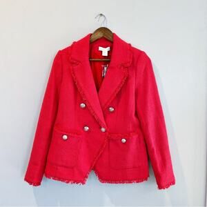 House of Harlow NEW Tweed One Button Blazer Watermelon Size Small
